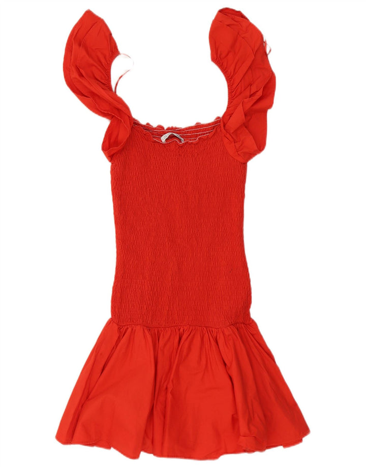 Abito Zara da donna con spalle scoperte UK 10 piccolo rosso in cotone