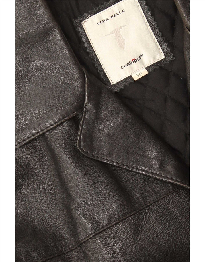 Giacca Blazer in Pelle da Uomo a 4 Bottoni Conbipel IT 50 Large Nera