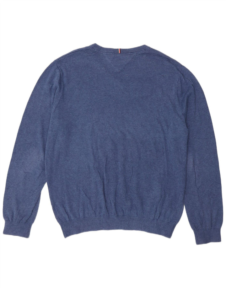 Maglione maglione con scollo a V da uomo Tommy Hilfiger XL blu classico
