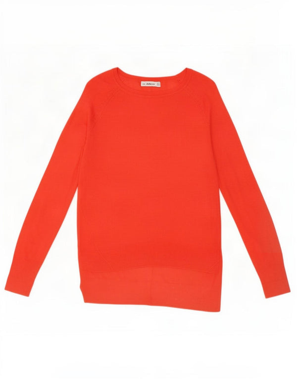 Maglione Zara da donna con scollo a barca UK 10 piccolo viscosa arancione
