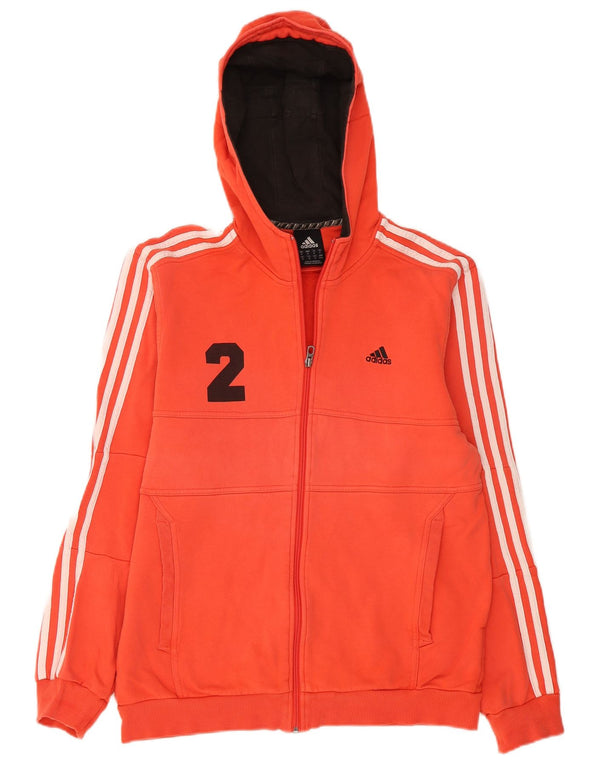 Maglione con cappuccio e zip grafica Adidas da uomo in cotone rosso medio
