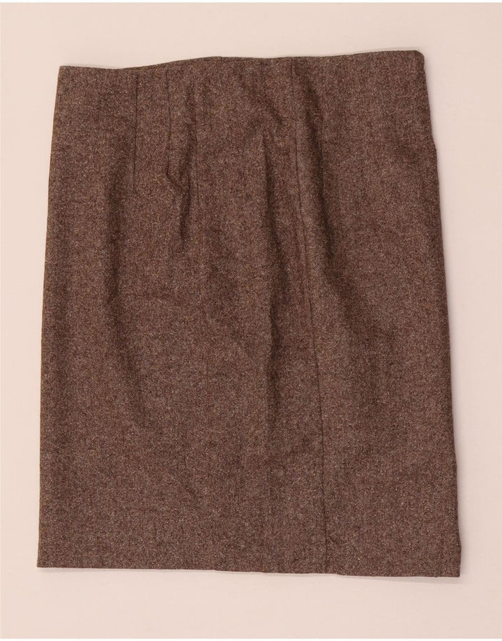 Minigonna dritta da donna Benetton IT 42 media W28 lana screziata marrone
