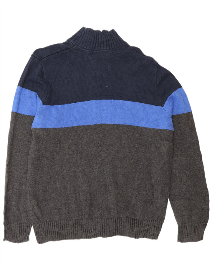 Eddie Bauer Maglione da uomo con zip sul collo, grande cotone grigio a blocchi di colore