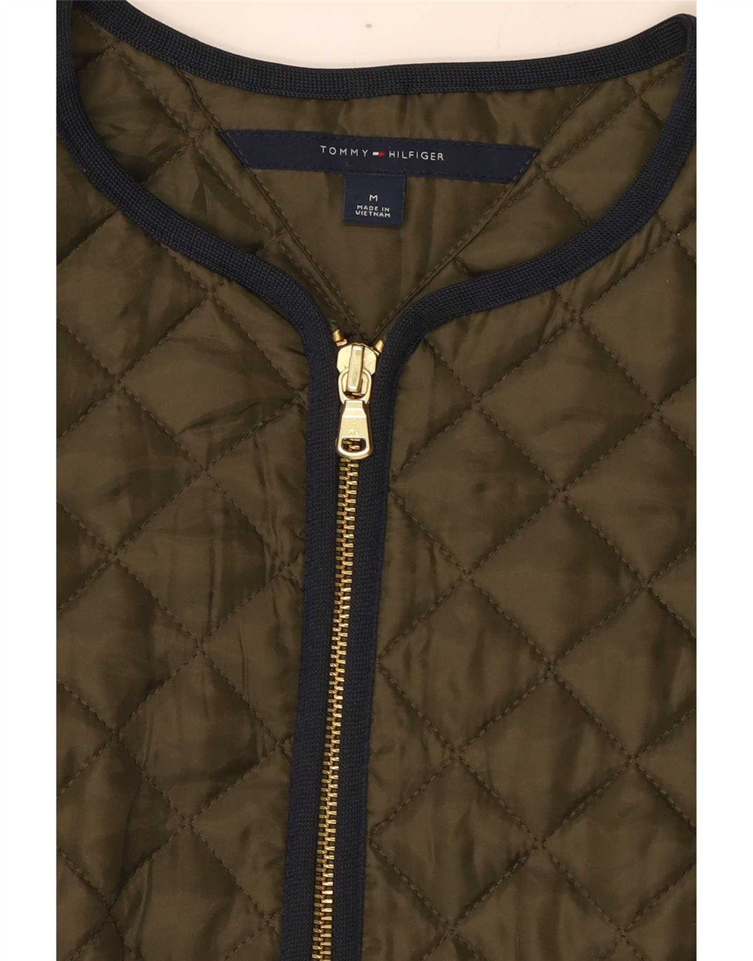Gilet trapuntato da donna Tommy Hilfiger UK 12 medio poliestere kaki