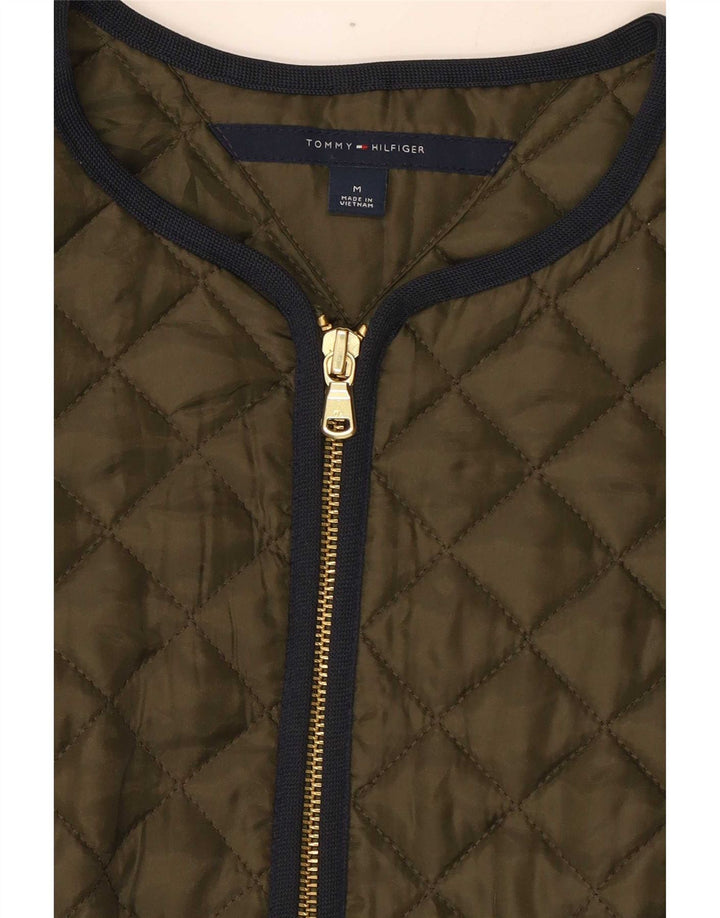 Gilet trapuntato da donna Tommy Hilfiger UK 12 medio poliestere kaki