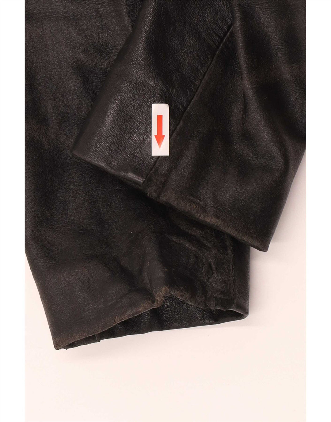 Giacca blazer in pelle vintage da donna a 3 bottoni UK 12 media nera