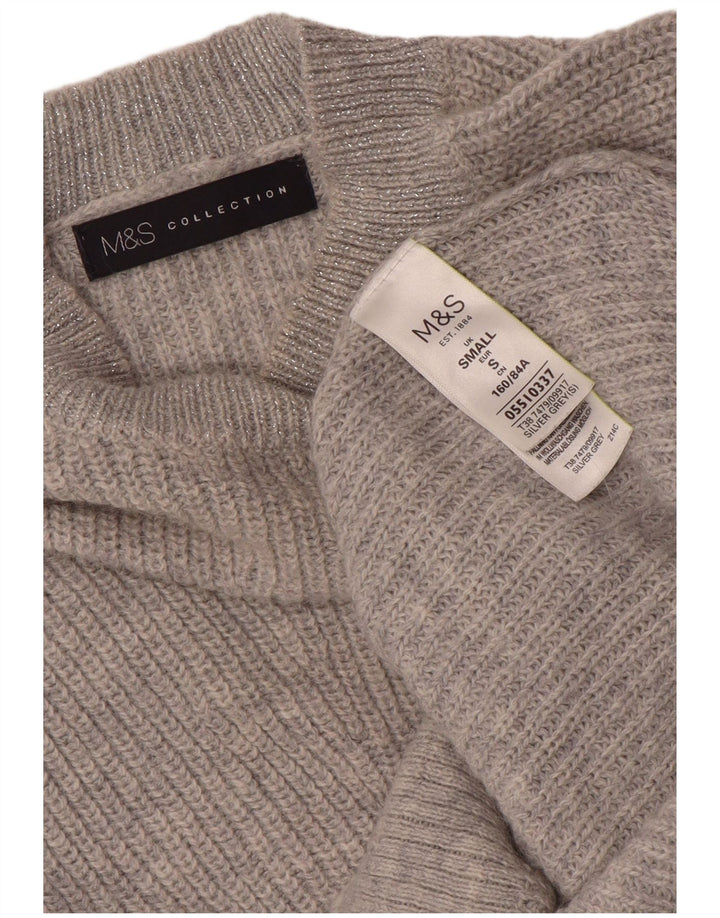 Maglione maglione girocollo oversize da donna Marks & Spencer UK 10 piccolo grigio