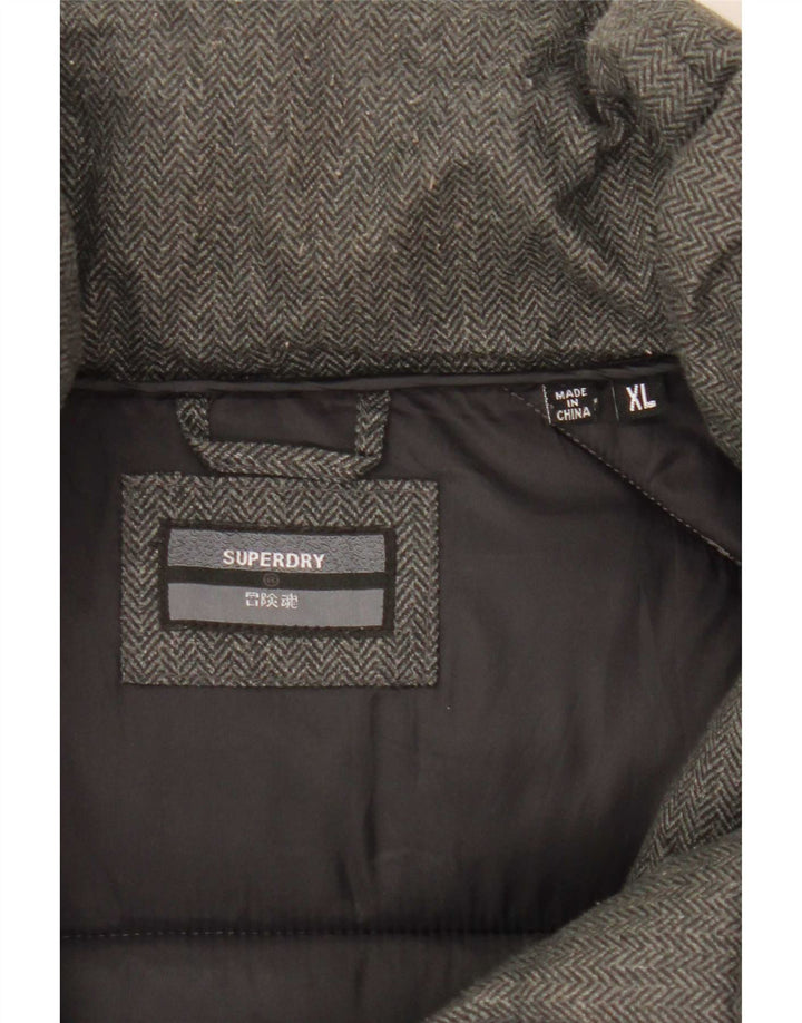 Giacca imbottita da uomo Superdry UK 42 XL Poliestere grigio a spina di pesce
