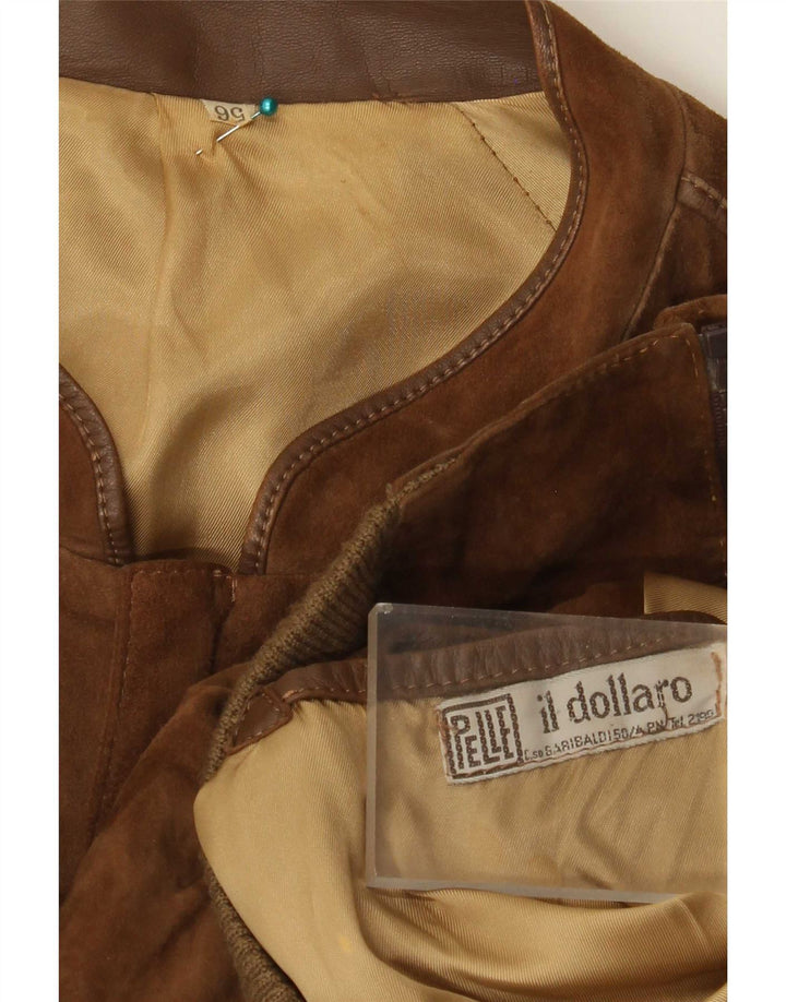 Giubbotto bomber vintage in pelle scamosciata da uomo IT 56 3XL in pelle marrone