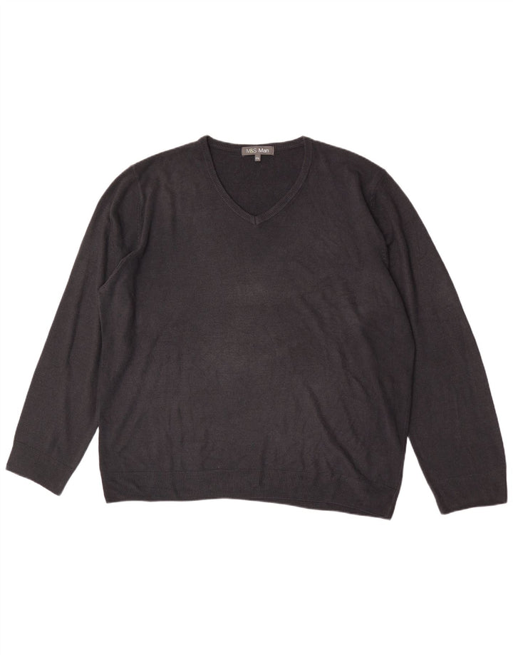 Maglione da uomo con scollo a V Marks & Spencer 2XL acrilico blu navy