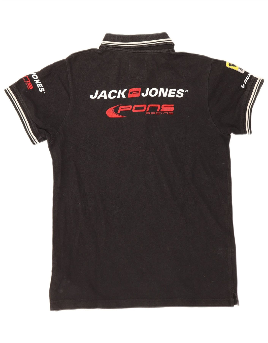 Polo grafica da uomo Jack & Jones piccola in cotone nero