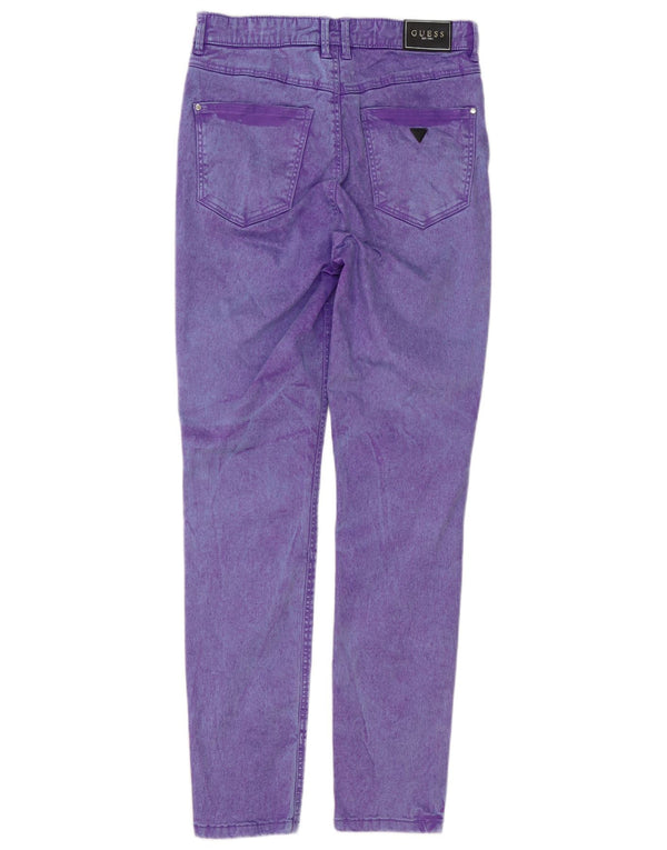 Guess Womens Slim Casual Trousers W27 L29 Purple Lyocell