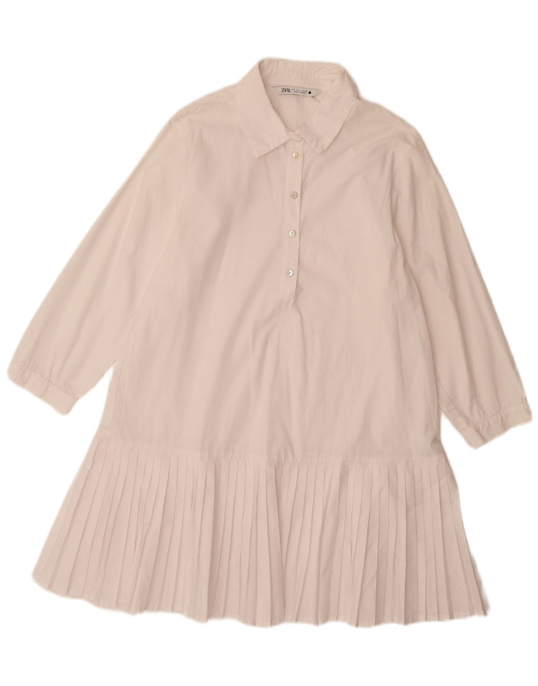 Abito a trapezio con maniche a 3/4 da donna Zara UK 14 grande poliestere bianco
