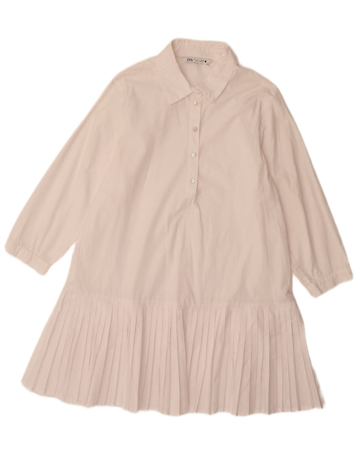 Abito a trapezio con maniche a 3/4 da donna Zara UK 14 grande poliestere bianco