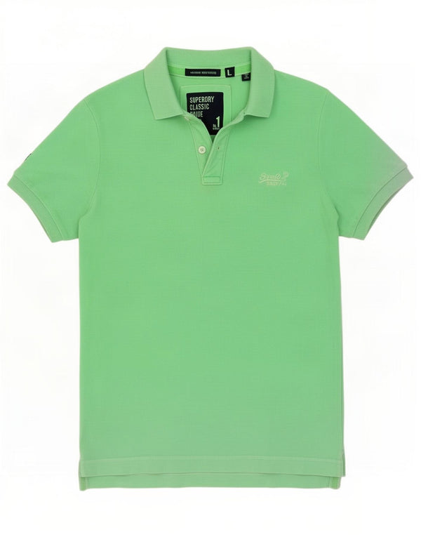 Superdry Mens Polo Shirt Large Green Cotton