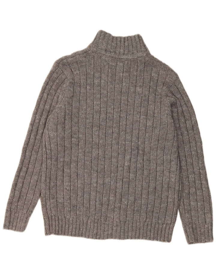 Maglione da uomo Marks & Spencer con zip e collo grande in acrilico chiazzato grigio