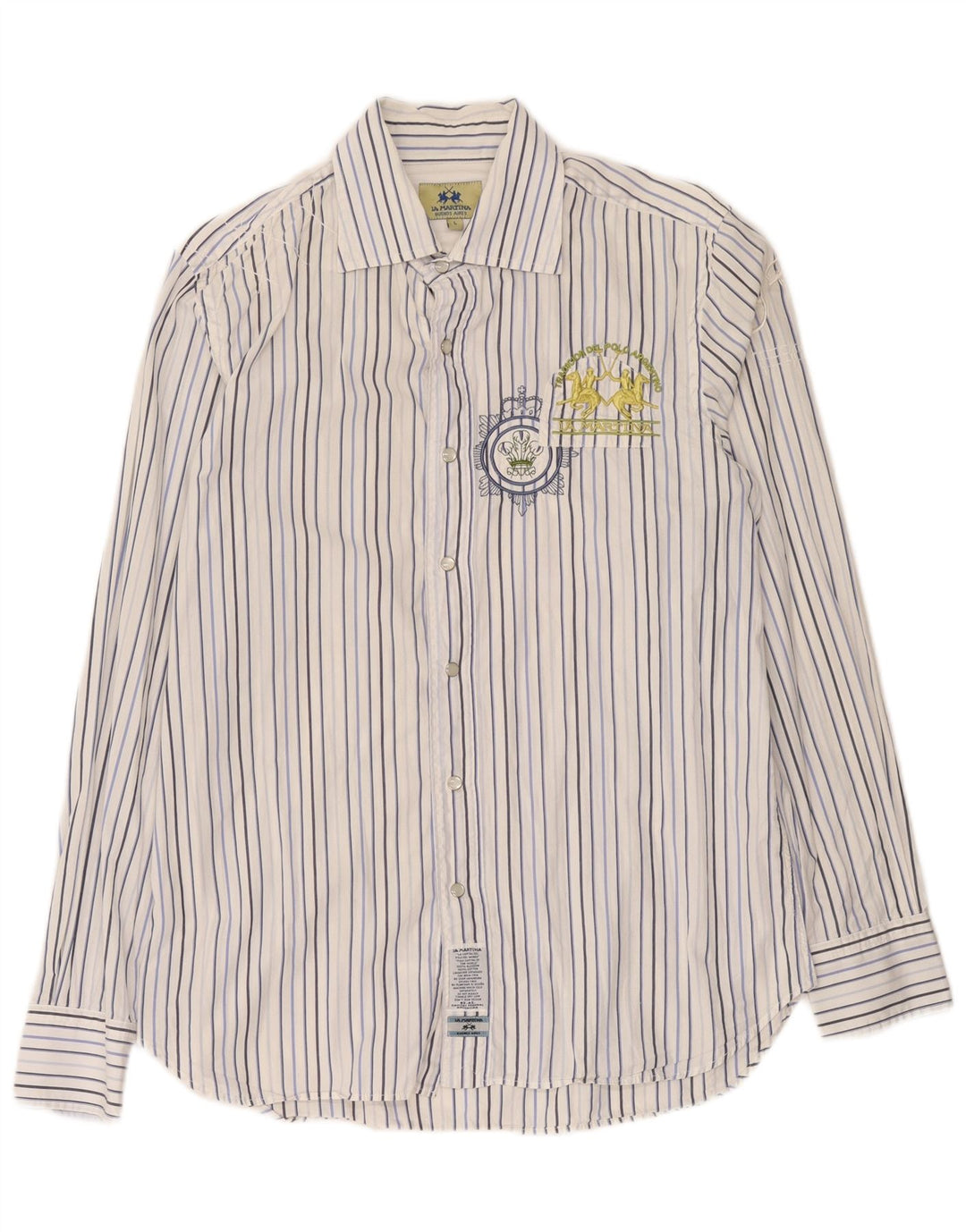 Camicia grafica da uomo La Martina grande cotone gessato bianco