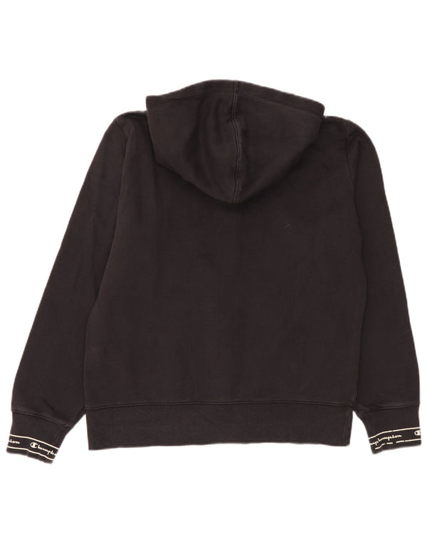 Felpa con cappuccio e zip grafica da donna Champion UK 18 XL cotone nero