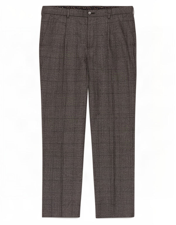 Pantaloni da abito regolari da uomo Marks & Spencer W36 L33 Poliestere a quadri grigi