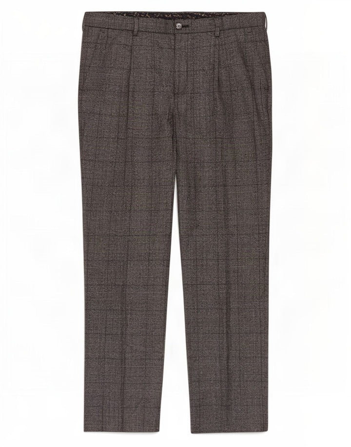 Pantaloni da abito regolari da uomo Marks & Spencer W36 L33 Poliestere a quadri grigi