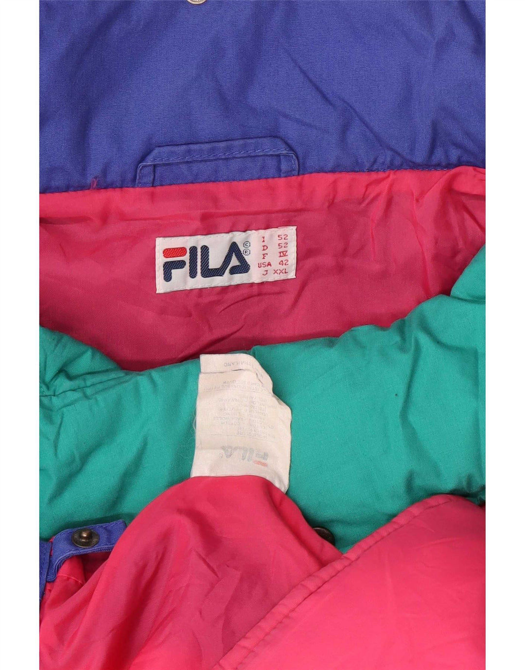 Giacca a vento con cappuccio da uomo Fila IT 52 2XL Poliestere color block blu