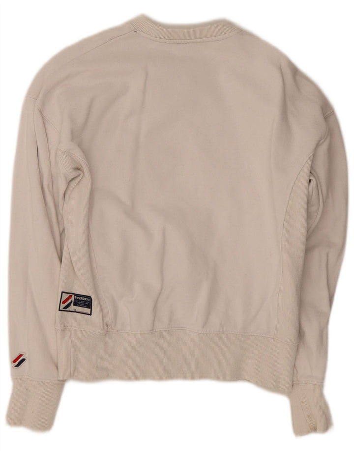 Felpa oversize con grafica da donna Superdry, maglione UK 10 piccolo bianco