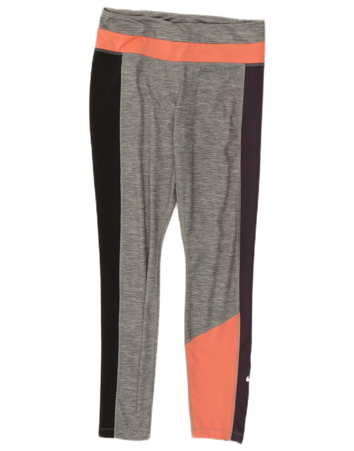 Leggings Nike Dri Fit Crop da donna UK 12 Poliestere color block grigio medio