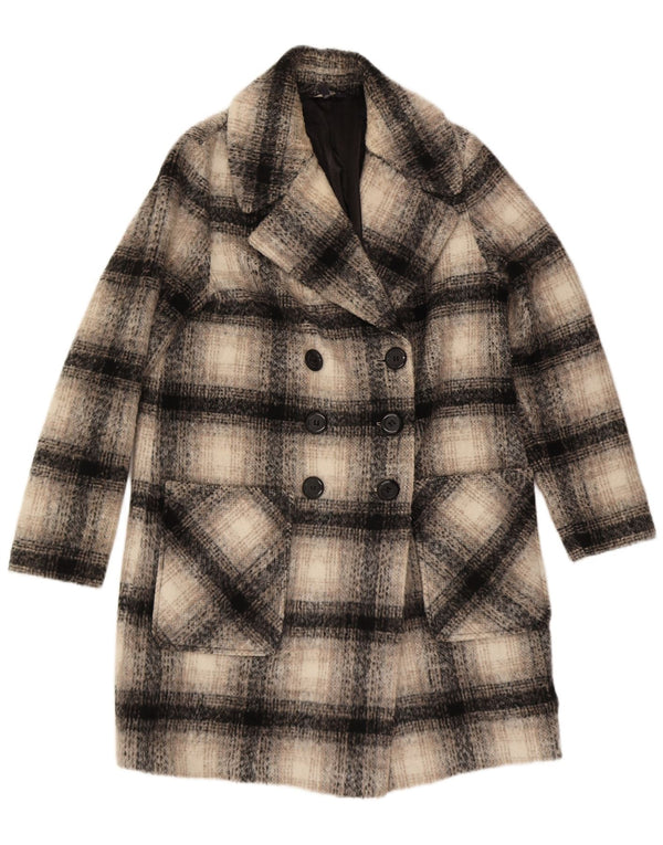 Cappotto doppiopetto da donna Marks & Spencer UK 14 grande quadri beige