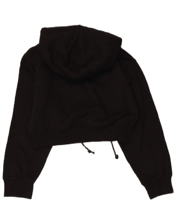 Maglione corto con cappuccio da donna ZARA UK 10 piccolo poliestere nero