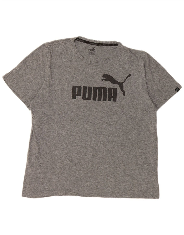 Puma T-shirt grafica da uomo Top grande in cotone chiazzato grigio