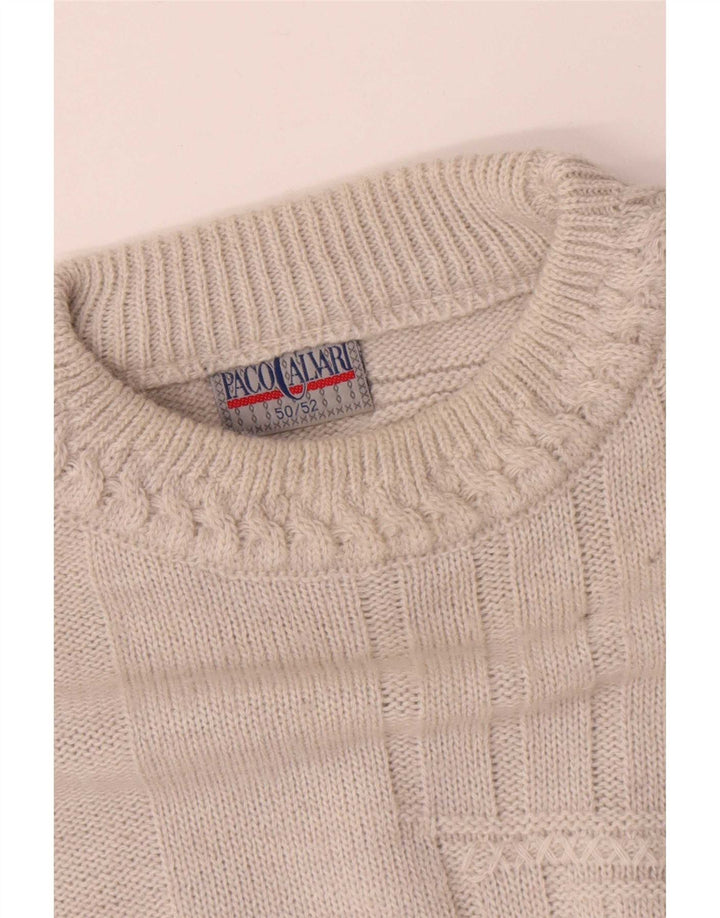 Maglione maglione girocollo da uomo Paco Calvari IT 50/52 Bianco medio geometrico
