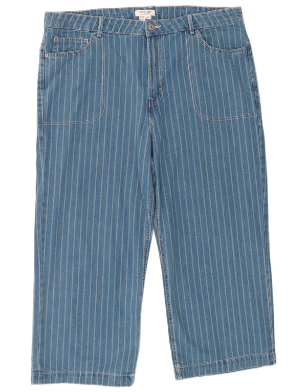 Pantaloni corti da donna a gamba larga White Stuff UK 20 2XL W42 L26 a righe blu