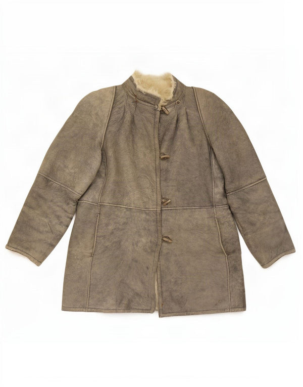 Vintage Womens Shearling Jacket IT 46 Large Grey