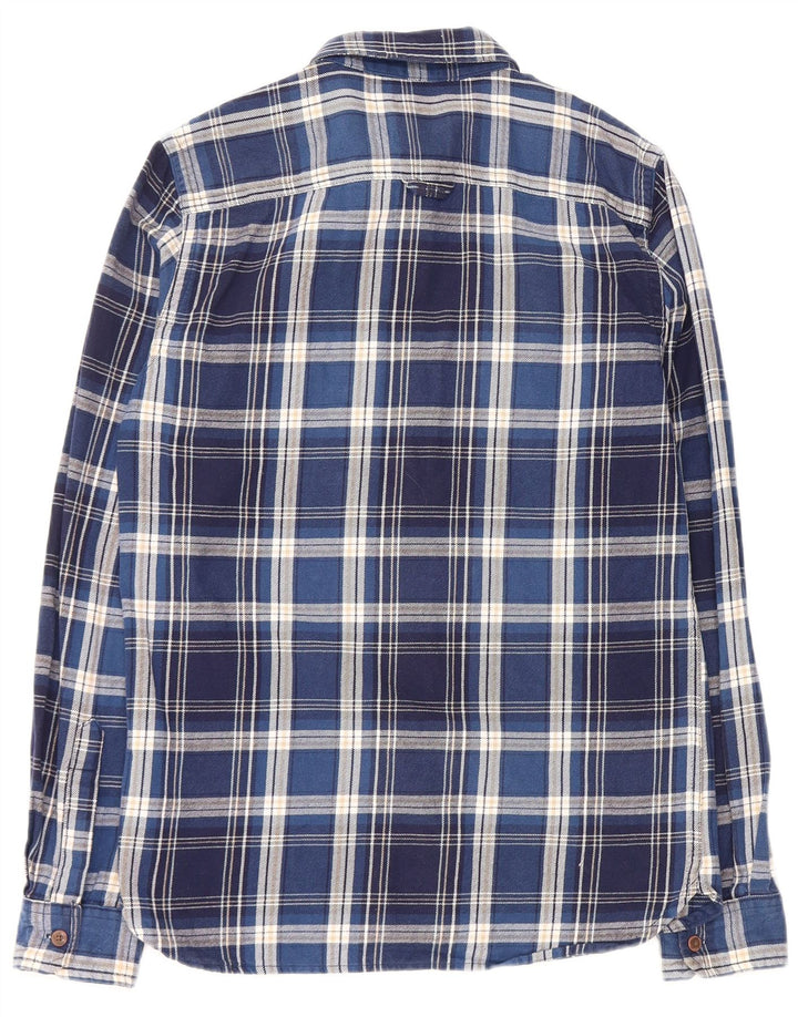 Camicia da uomo in flanella SUPERDRY a quadri piccoli in cotone blu