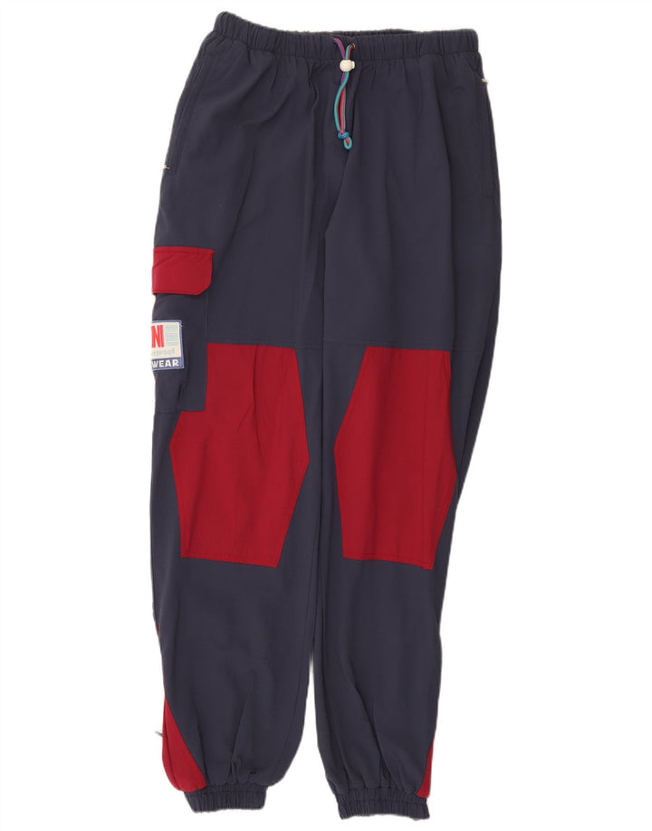 Pantaloni da tuta vintage da uomo Joggers IT 48 Medium Navy Blue Colourblock
