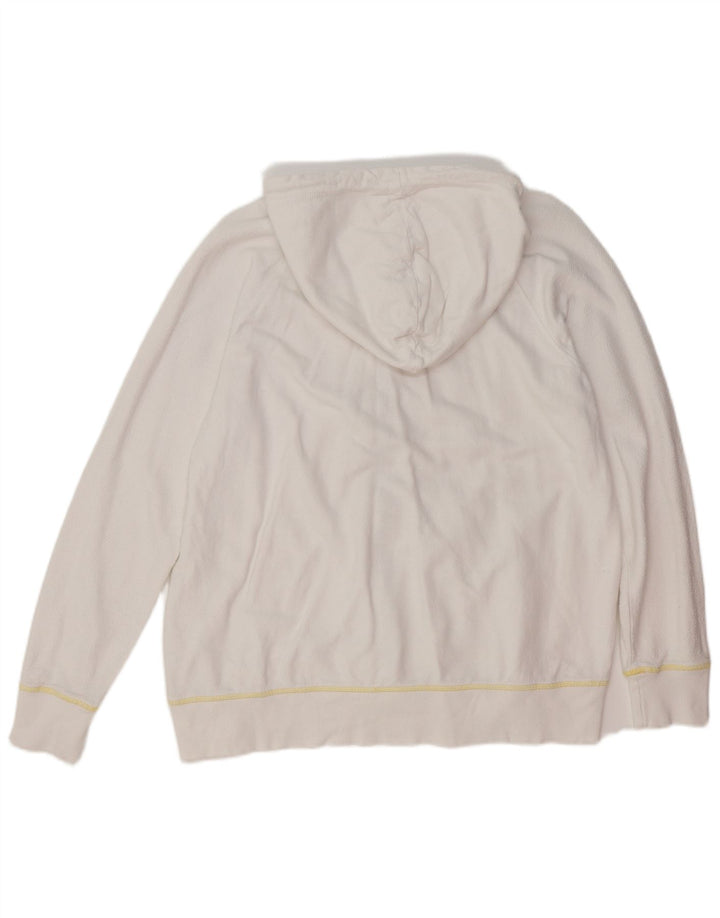 FAT FACE Maglione con cappuccio e zip da uomo grande in cotone bianco