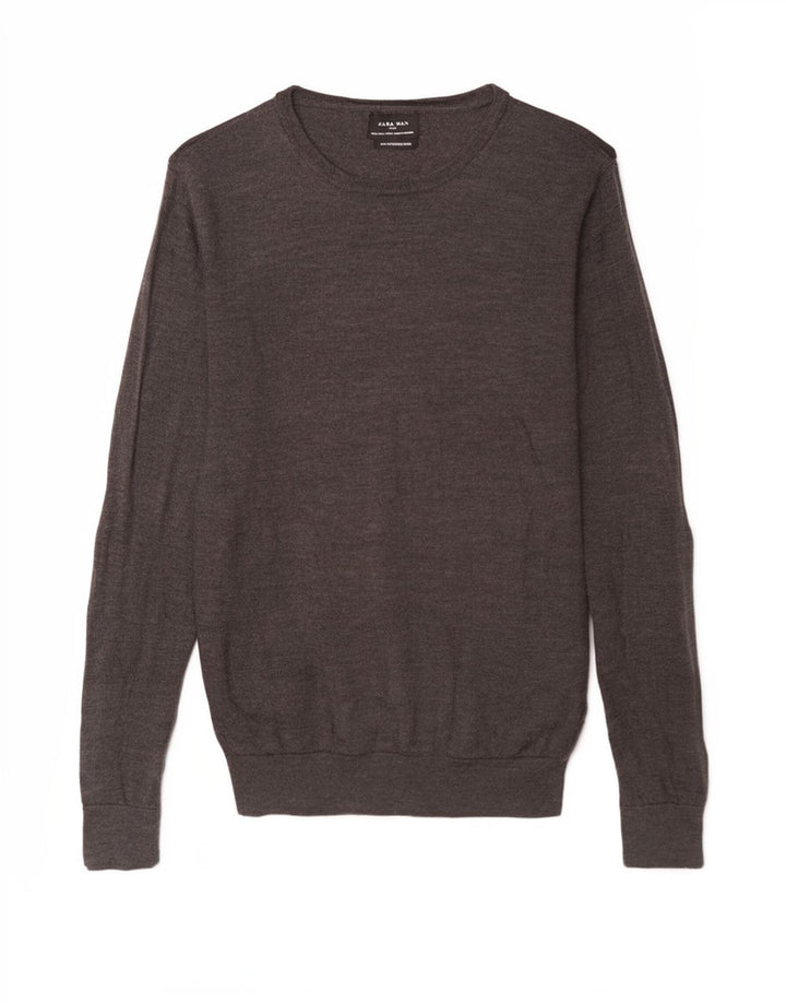 Maglione Zara da uomo grande in lana grigia