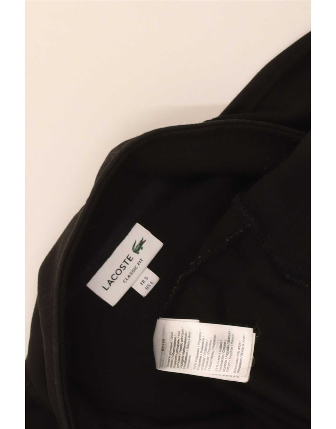 Felpa Lacoste da uomo con vestibilità classica e collo con zip, taglia 5 grande, nera