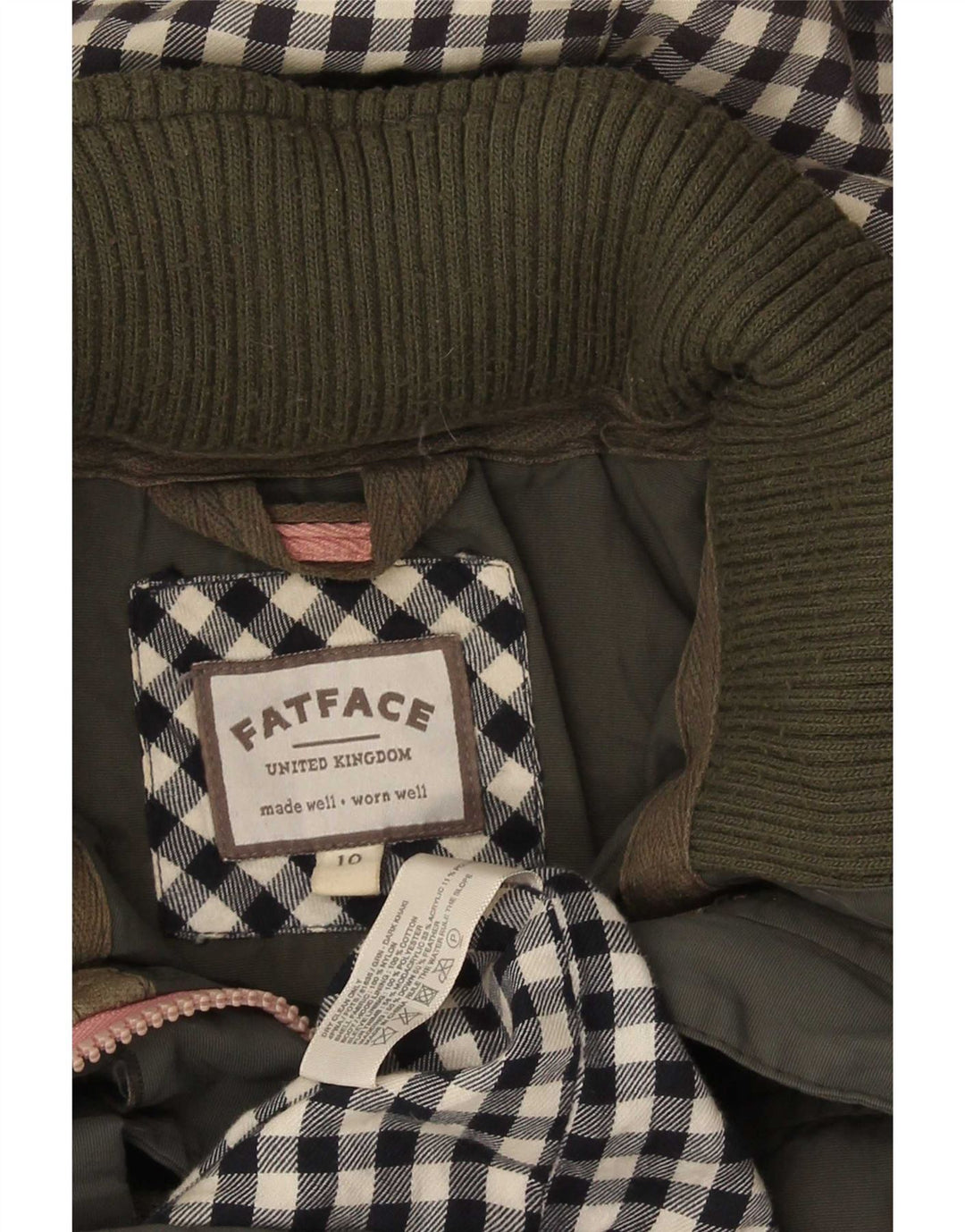 Giacca Parka con cappuccio da donna Fat Face UK 10 piccola cotone kaki