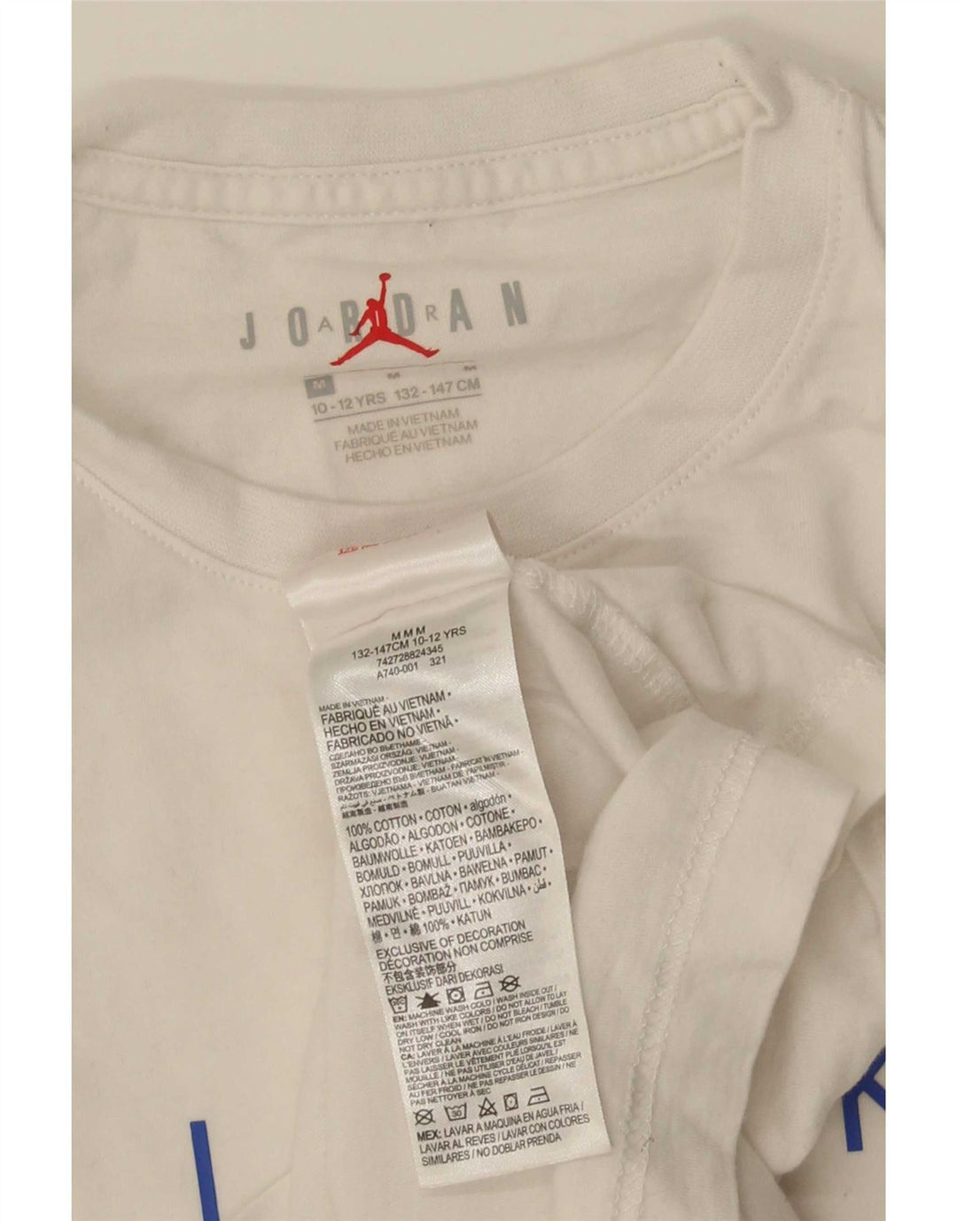 T-shirt grafica regolare da ragazzo Jordan 10-11 anni in cotone bianco