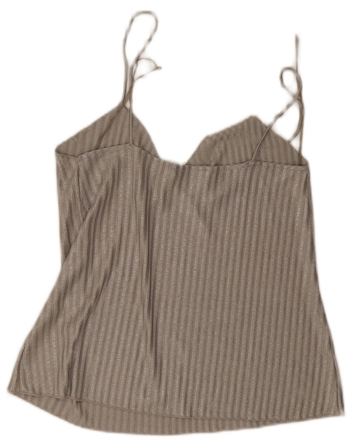 Canotta da donna Zara UK 14 Poliestere a righe grigio medio