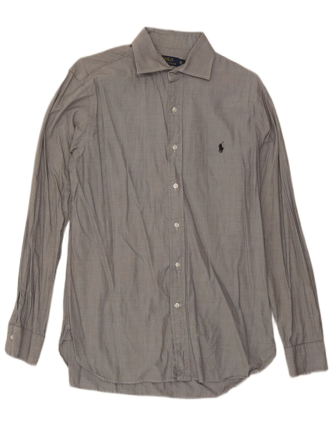 Camicia da uomo Polo Ralph Lauren taglia 39 15 1/2 cotone grigio medio