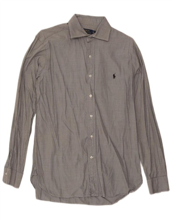 Camicia da uomo Polo Ralph Lauren taglia 39 15 1/2 cotone grigio medio