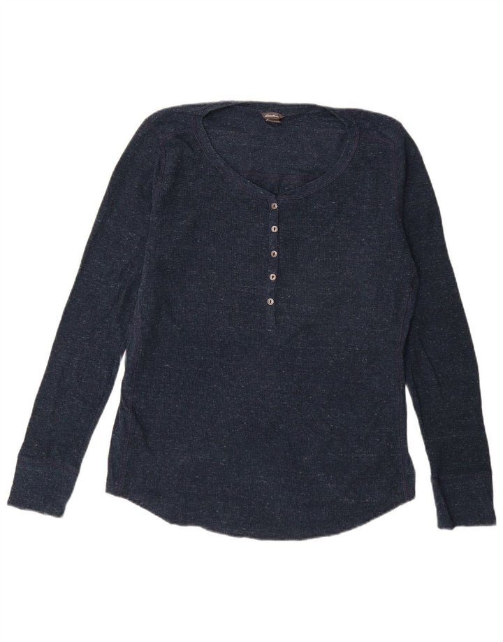 EDDIE BAUER Top da donna a maniche lunghe UK 16 Large in cotone blu navy