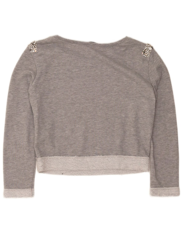 Guess Felpa oversize corta da donna Maglione UK 6 XS Cotone grigio