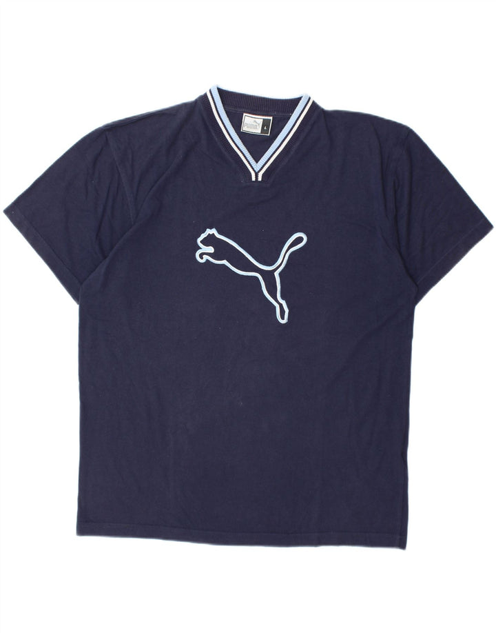 T-shirt grafica da uomo PUMA Top Large in cotone blu navy