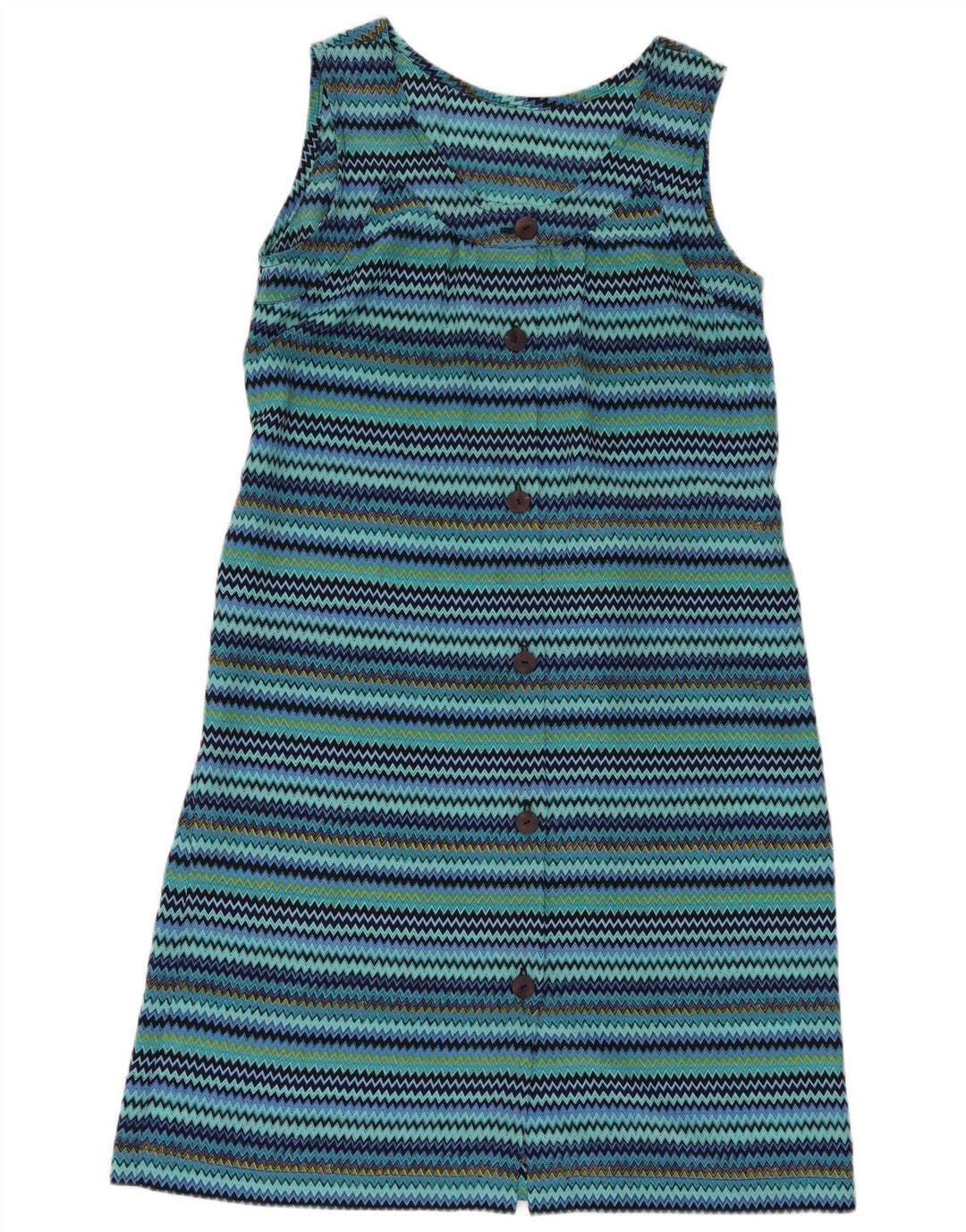Abito a trapezio senza maniche vintage da donna UK 14 a righe blu medio