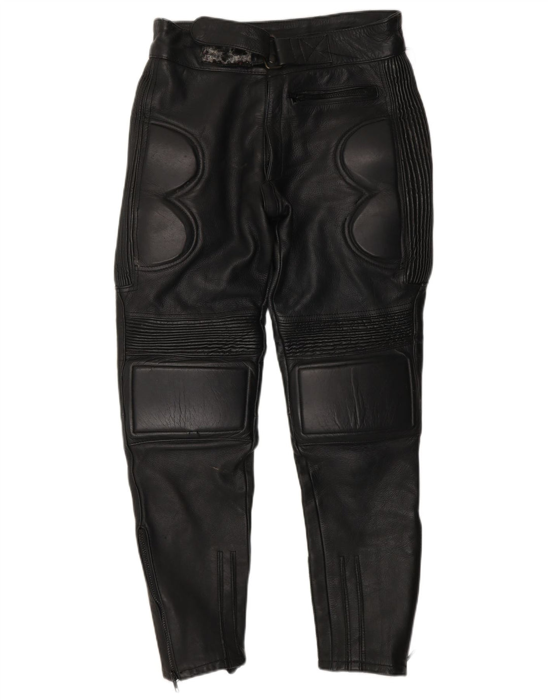 Pantaloni in pelle da motociclista da uomo VINTAGE W32 L23 neri