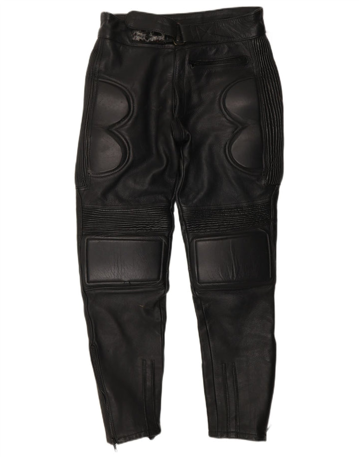 Pantaloni in pelle da motociclista da uomo VINTAGE W32 L23 neri