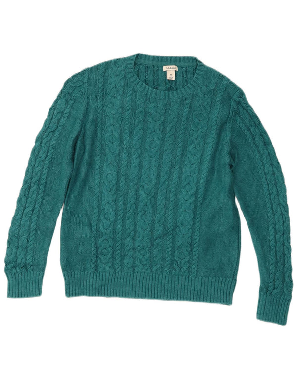 Maglione maglione con scollo a barca da donna L.L.Bean UK 12 Cotone turchese medio